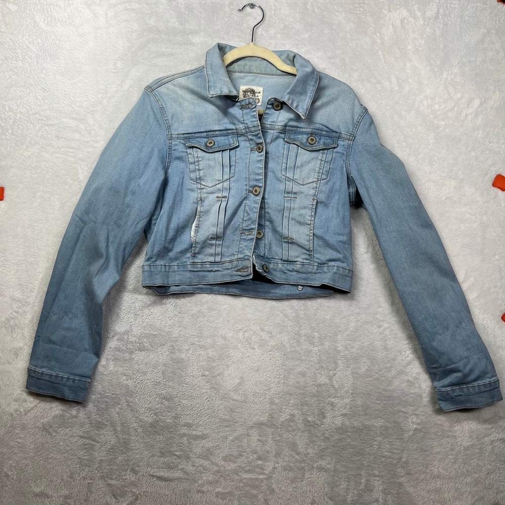I&M Jeans USA Denim Jacket Women's Blue Button Front Stretch Cropped‎ - Large